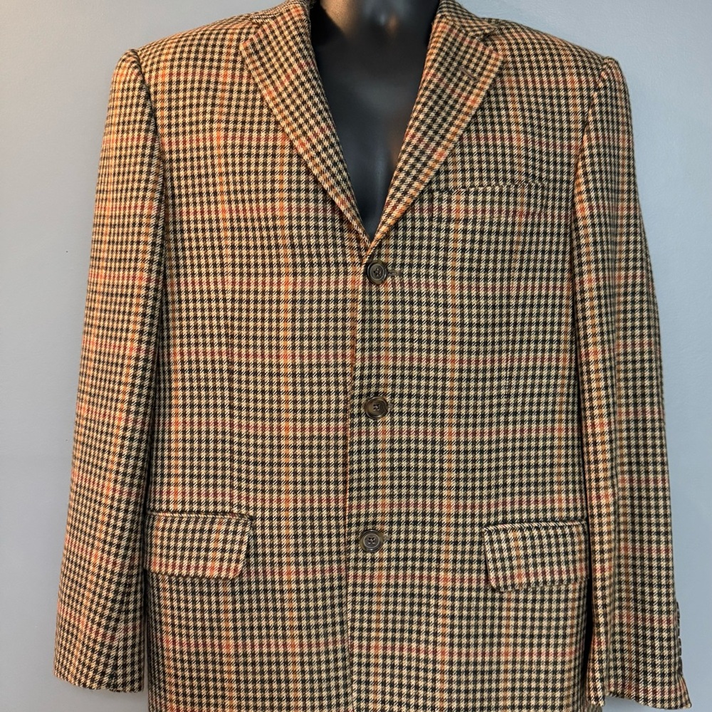 Men's Houndstooth Sport Coat Blazer in Brown and Tan
